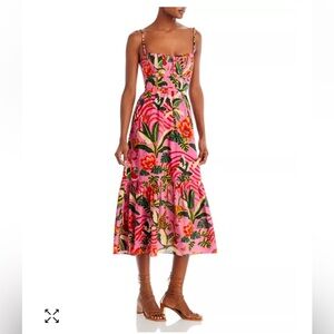 Farm Rio Pink Leopard Forest Midi Dress